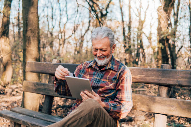 istock Senior man shopping online 1071036314