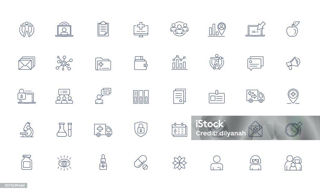 Medical online services Vector icon set Medical, online doctor services, vector line icons Icon Symbol stock vector