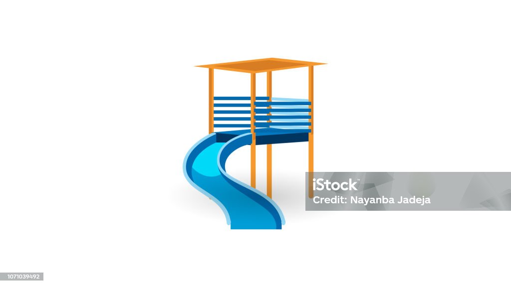 Preschool Sliding down slide, playhouse Slide - Play Equipment stock vector