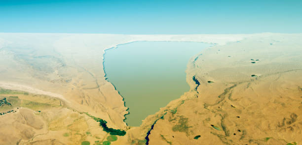 istock Lake Abert 3D Render Topographic Map Horizon 1071039654
