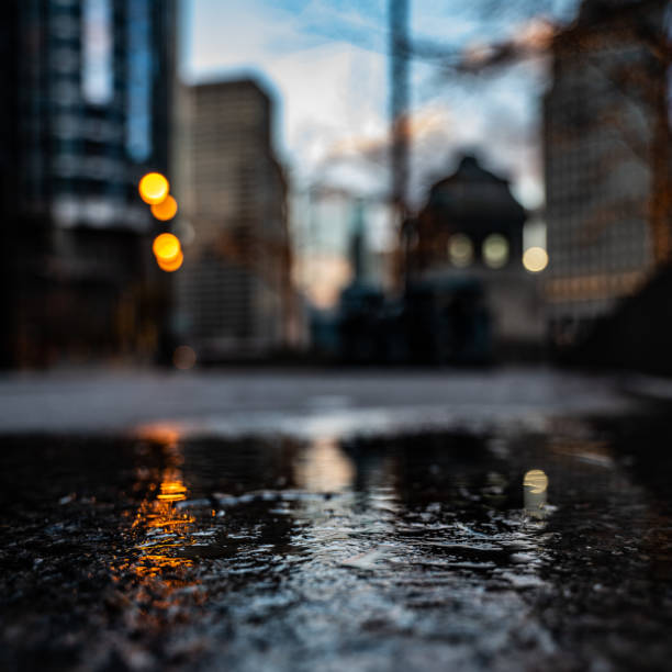 istock Bokeh City Shot with Puddle Reflection 1071044220