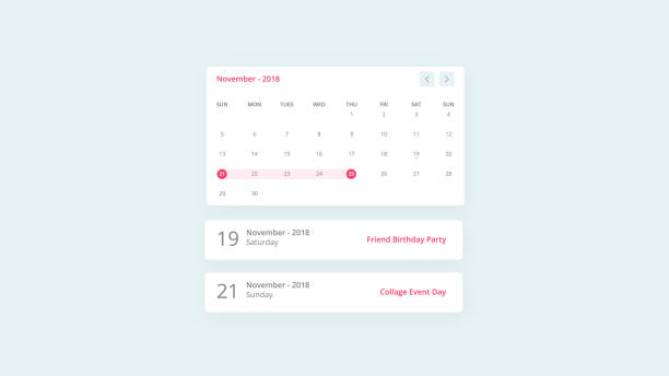 Calendar event ui design Calendar event ui design flip calendar stock illustrations