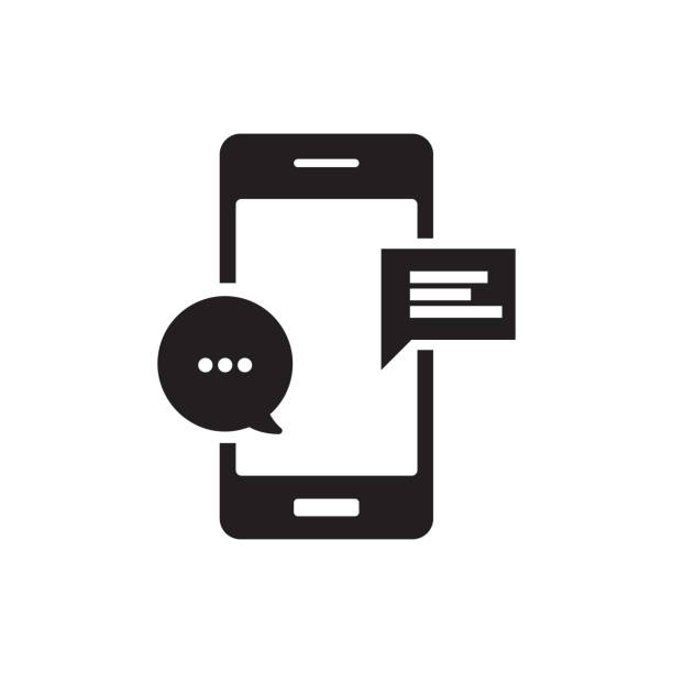 모바일 채팅 아이콘 - text messaging e mail mobile phone symbol stock illustrations