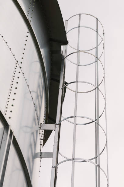 istock Industrial metal ladder with round railing 1071048438