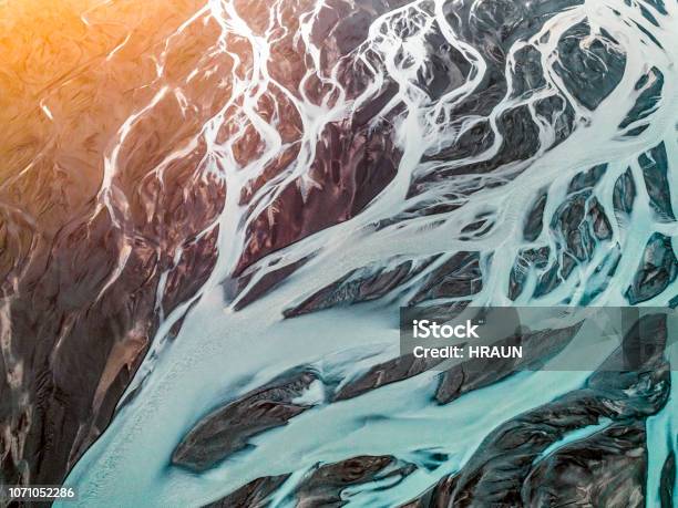 Aerial View Of Braided River Stock Photo - Download Image Now - Aerial View, Nature, River
