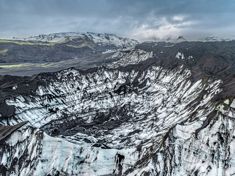 View of majestic glacier during winter. Idyllic volcanic landscape against sky. It is in Iceland.