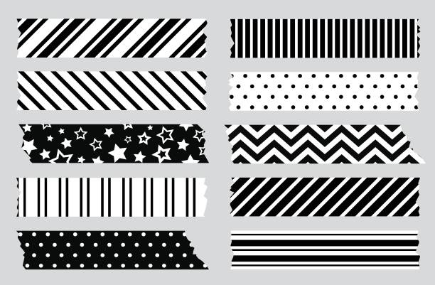 Adhesive Tape With Black And White Geometric Patterns Scotch Washi Tape  Template Stock Illustration - Download Image Now - iStock