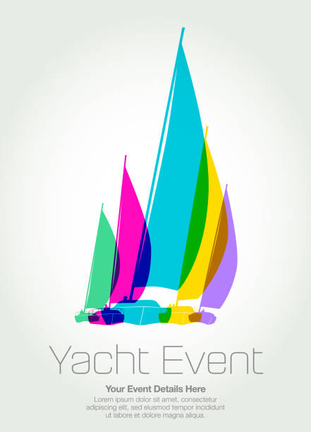 ilustrações, clipart, desenhos animados e ícones de barcos à vela ou iates - sailboat sports race yachting yacht