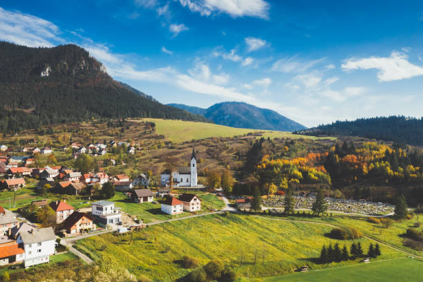 Slovakia countryside Drone view of countryside at summer slovakia stock pictures, royalty-free photos & images