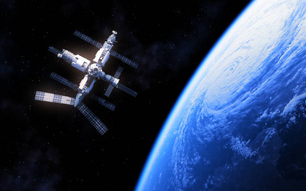 istock Russian Space Station And Blue Planet Earth 1071063740