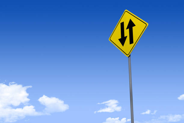 istock 3D Illustration of a road sign _dual arrows_angle2 1071066964