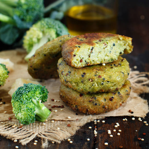 istock Fried vegetarian broccoli and quinoa burgers 1071068426