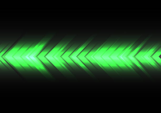 istock Abstract green light arrow speed direction on black design modern futuristic technology background vector illustration. 1071068544