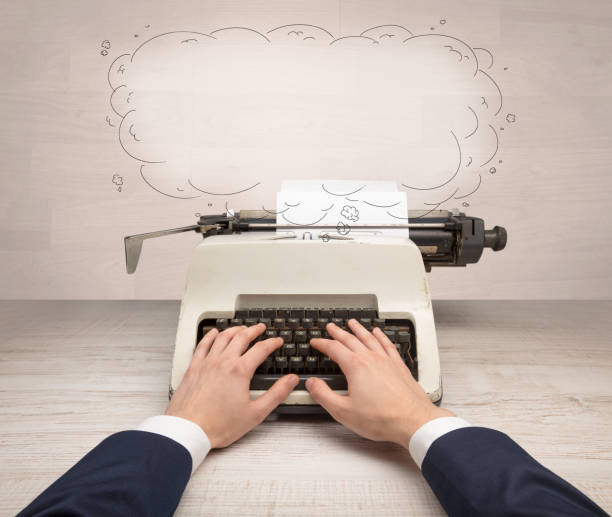 istock Vintage typewriter with doodles around 1071071502