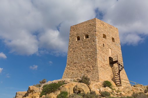 Torre de Santa Elena La Azohia Murcia Spain, on the hill above the village located between Puerto de Mazarron and Cartagena