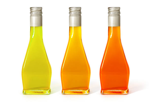set oil bottles isolated on white background with clipping path