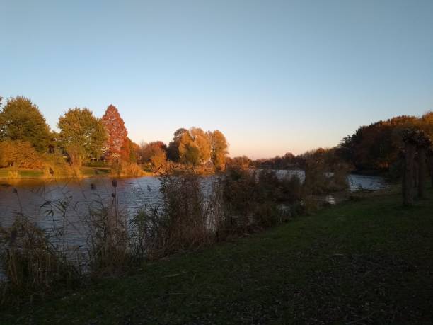 istock Autumn foliage spectacle lake park landscape in orange and yellow 1071078708