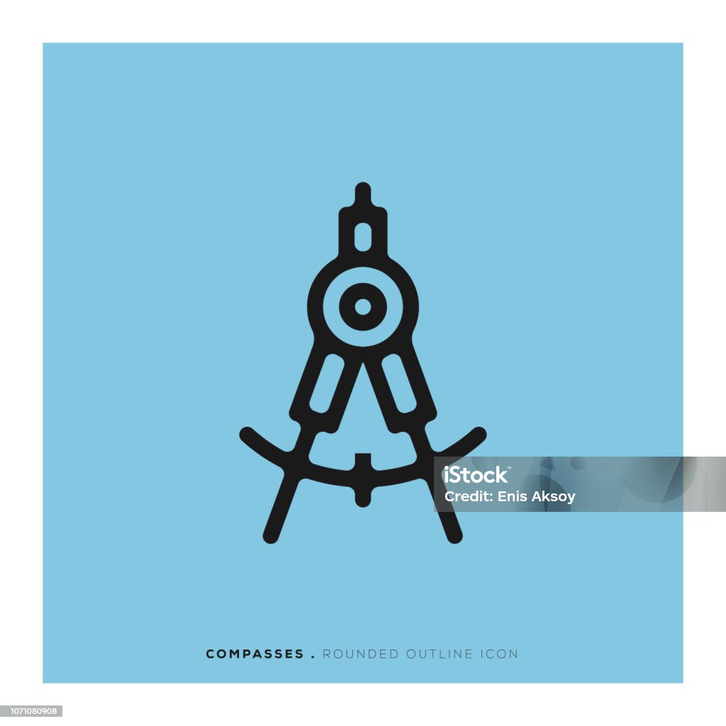 Compasses Rounded Line Icon Civil Engineering stock vector