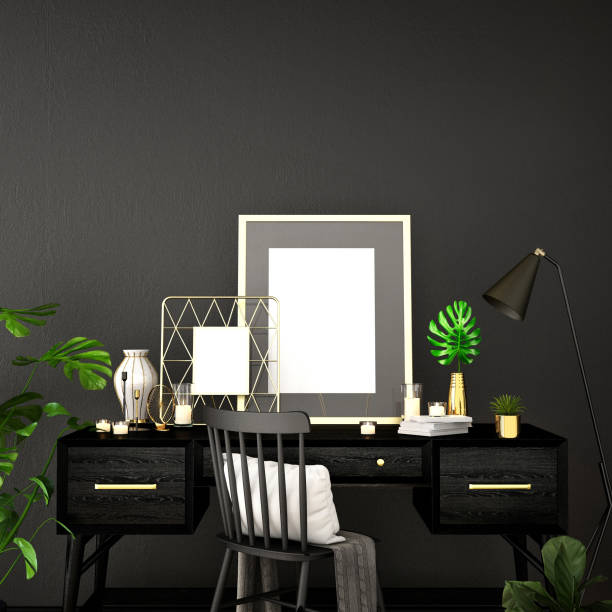 istock interior design for working area with Destop computer screen on white top desk,working space,working background ,interior of working room , concrete background,3d illustration,3d rendering 1071082338