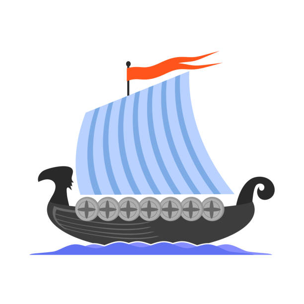 ilustraciones, imágenes clip art, dibujos animados e iconos de stock de icono del barco largo vikingo - valhalla provincial park