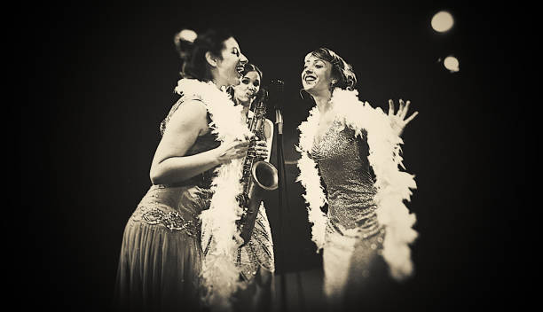 women, jazz, band, performance, vintage,