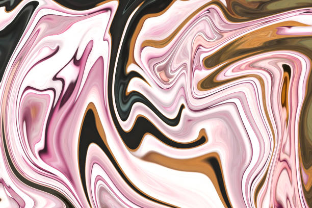 istock Liquify Abstract Pattern With LightPink, Coral, Black And Brown Graphics Color Art Form. Digital Background With Liquifying Flow. 1071100576