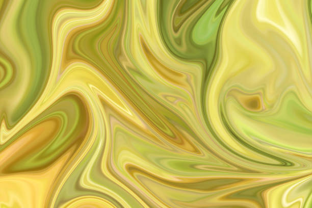 istock Liquify Abstract Pattern With Green And Yellow Graphics Color Art Form. Digital Background With Liquifying Flow. 1071100634