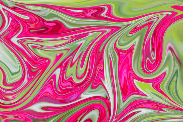 istock Liquify Abstract Pattern With DeepPink, Green And Pink Graphics Color Art Form. Digital Background With Liquifying Flow. 1071105010