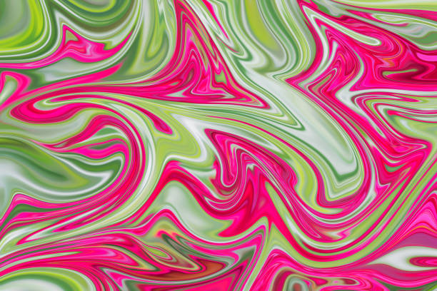 istock Liquify Abstract Pattern With DeepPink, Green And Pink Graphics Color Art Form. Digital Background With Liquifying Flow. 1071105016