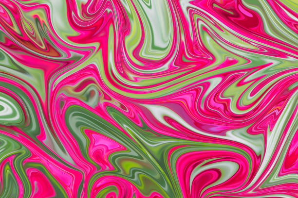 istock Liquify Abstract Pattern With DeepPink, Green And Pink Graphics Color Art Form. Digital Background With Liquifying Flow. 1071105020