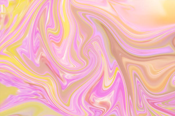 istock Liquify Abstract Pattern With Pink, Yellow And Green Graphics Color Art Form. Digital Background With Liquifying Flow. 1071105108