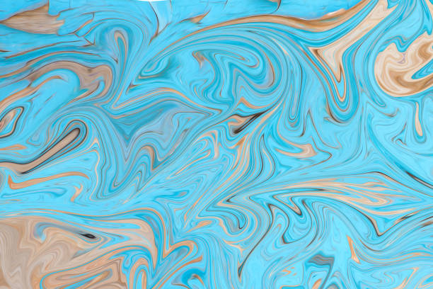 istock Liquify Abstract Pattern With Cyan And brown Graphics Color Art Form. Digital Background With Liquifying Flow. 1071105166