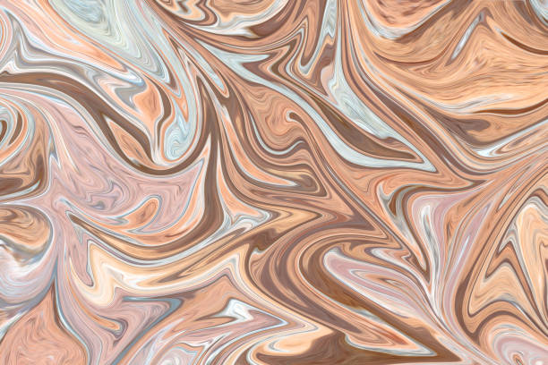 istock Liquify Abstract Pattern With Brown, Grey And Coral Graphics Color Art Form. Digital Background With Liquifying Flow. 1071105172