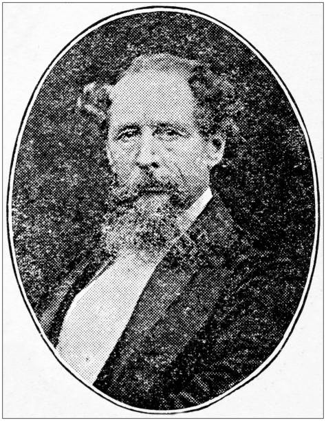 ilustrações de stock, clip art, desenhos animados e ícones de antique portraits of important people - non american authors: charles dickens - charles dickens victorian style author men