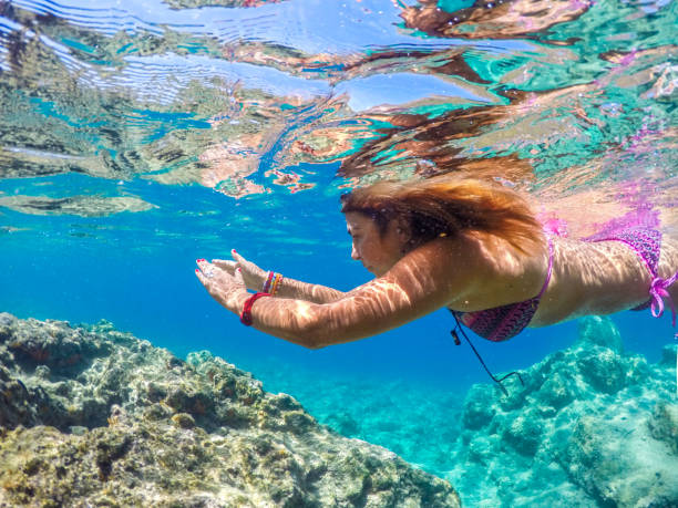 istock Woman is diving into sea. 1071118390