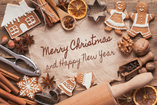 istock Holiday template with Christmas spice and ornaments 1071135108