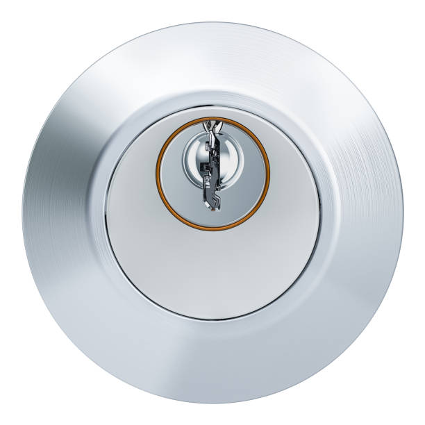 istock Keyhole in round lock, 3D rendering isolated on white background 1071146936