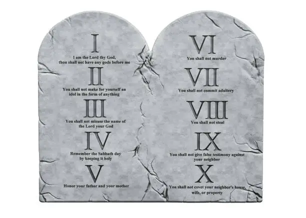 The Ten Commandments,  3D rendering isolated on white background