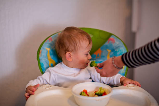 istock feeding baby – Happy adorable boy eating chocolate 1071146990