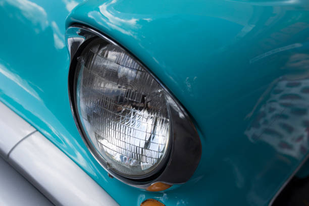 istock Turquoise retro headlight - Close-up 1071147630