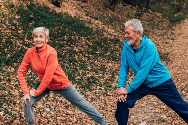 istock Happy couple stretching 1071153718