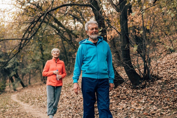 istock Elderly couple exercising 1071153830