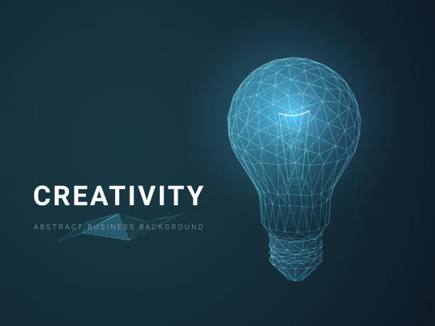 istock Abstract modern business background vector depicting creativity with stars and lines in shape of a light bulb on blue background. 1071154600