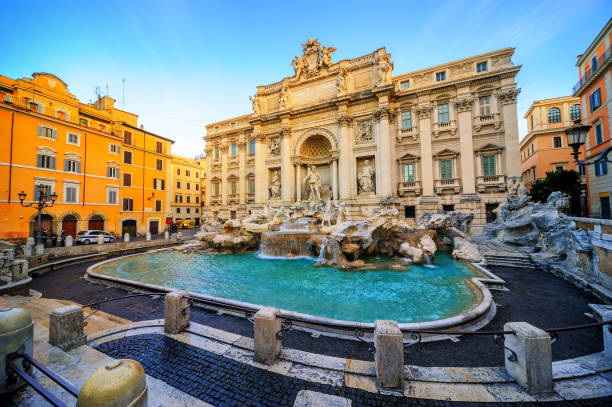 fontanna di trevi, rzym, włochy - trevi fountain rome fountain monument zdjęcia i obrazy z banku zdjęć