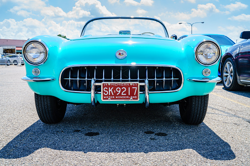 Detroit, Michigan, August 19, 2016: 1957 Corvette at Woodward Dream Cruise - largest one-day automotive event in USA