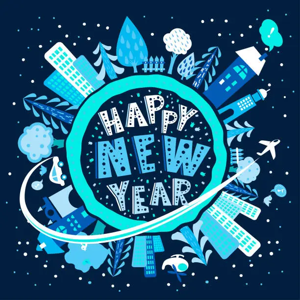 Vector illustration of Happy New Year card