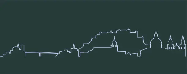 Vector illustration of Salzburg Single Line Skyline