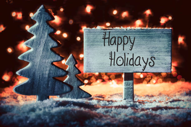 istock Sign, Tree, Snowflakes, Calligraphy Happy Holidays, Snow 1071181682