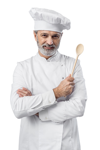 Portait of Master chef on white background