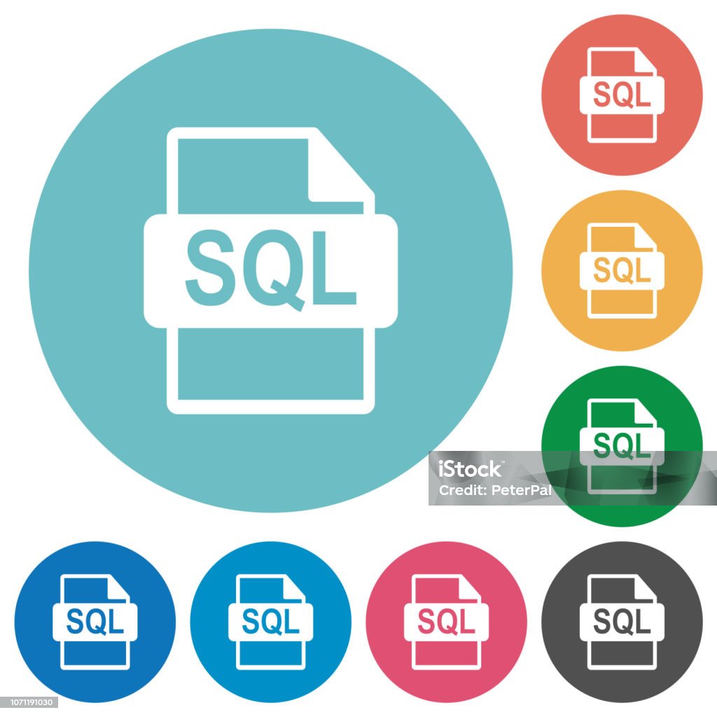 Sql File Format Flat Round Icons Stock Illustration - Download Image ...